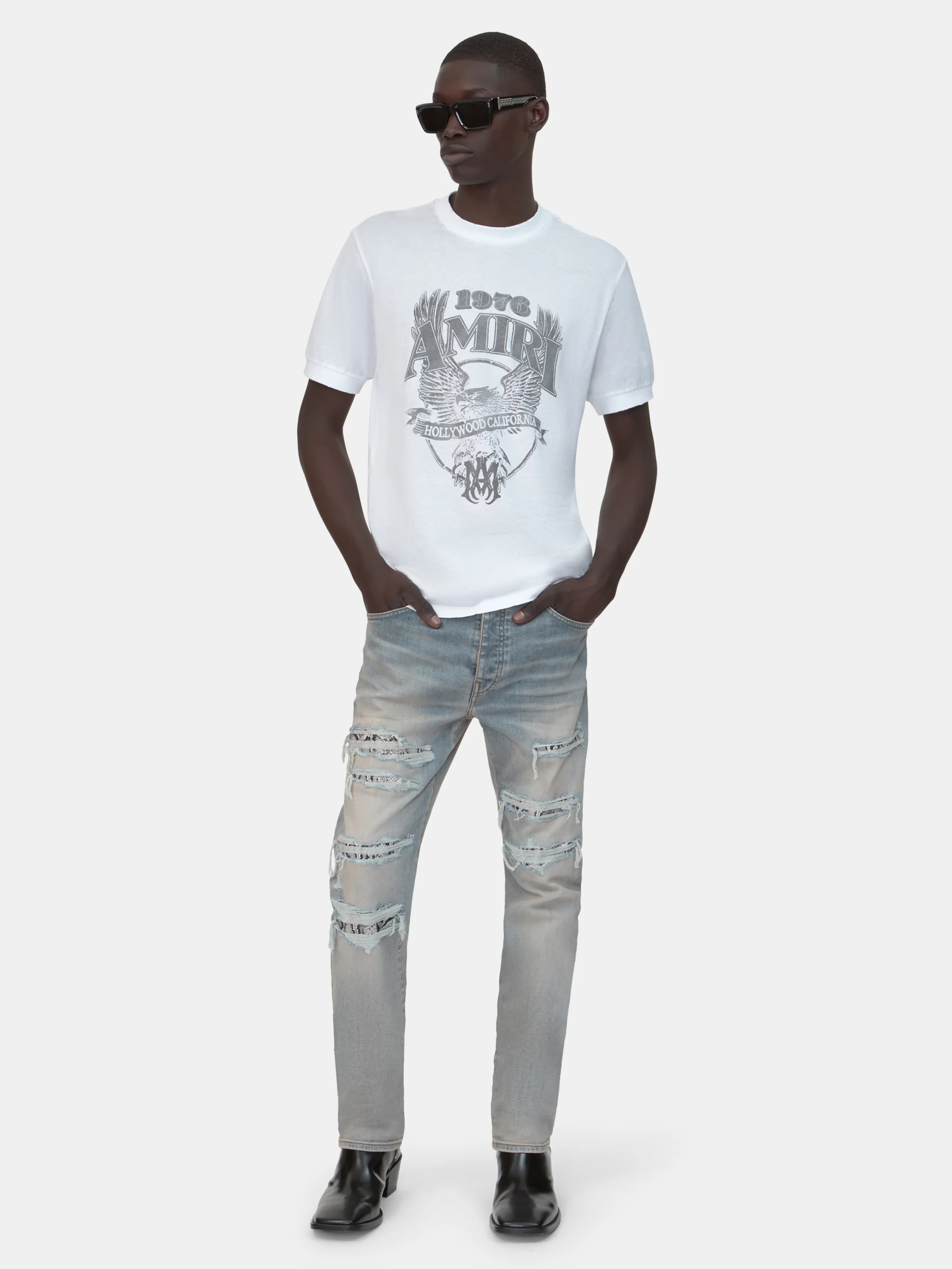 AMIRI SNAKE STUD SLIM JEAN - Antique Indigo - Image 2