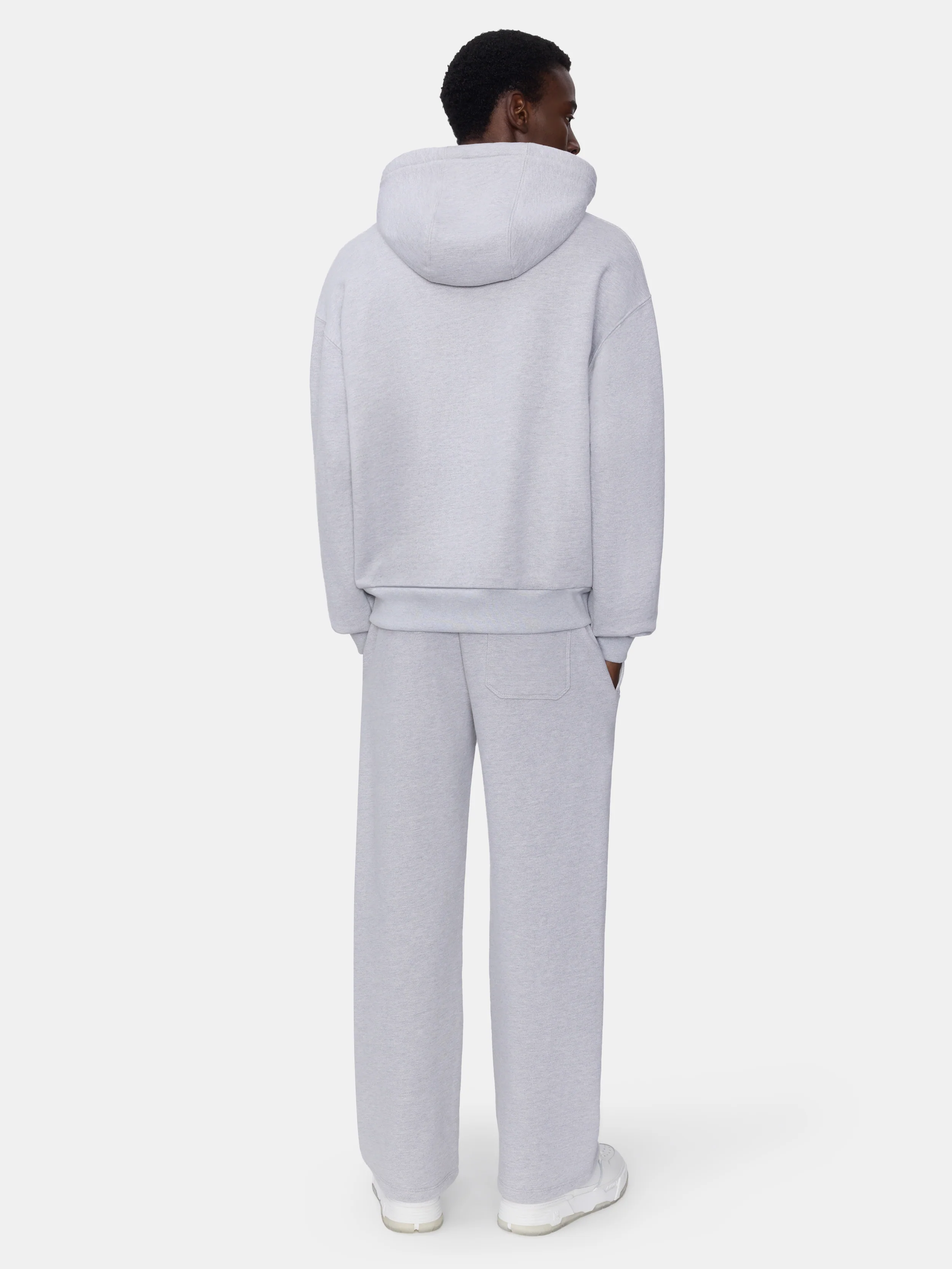 RELAXED ZIP UP HOODIE - HEATHER GREY - Image 4