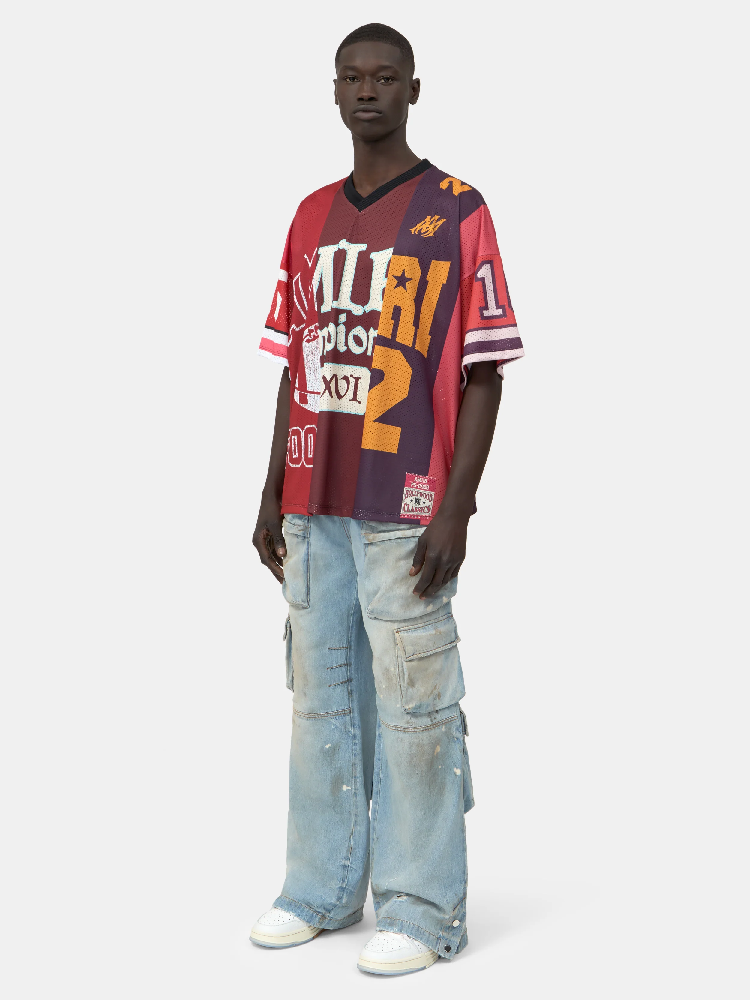 SPLICED OVERSIZED MESH TEE - Red - Image 2
