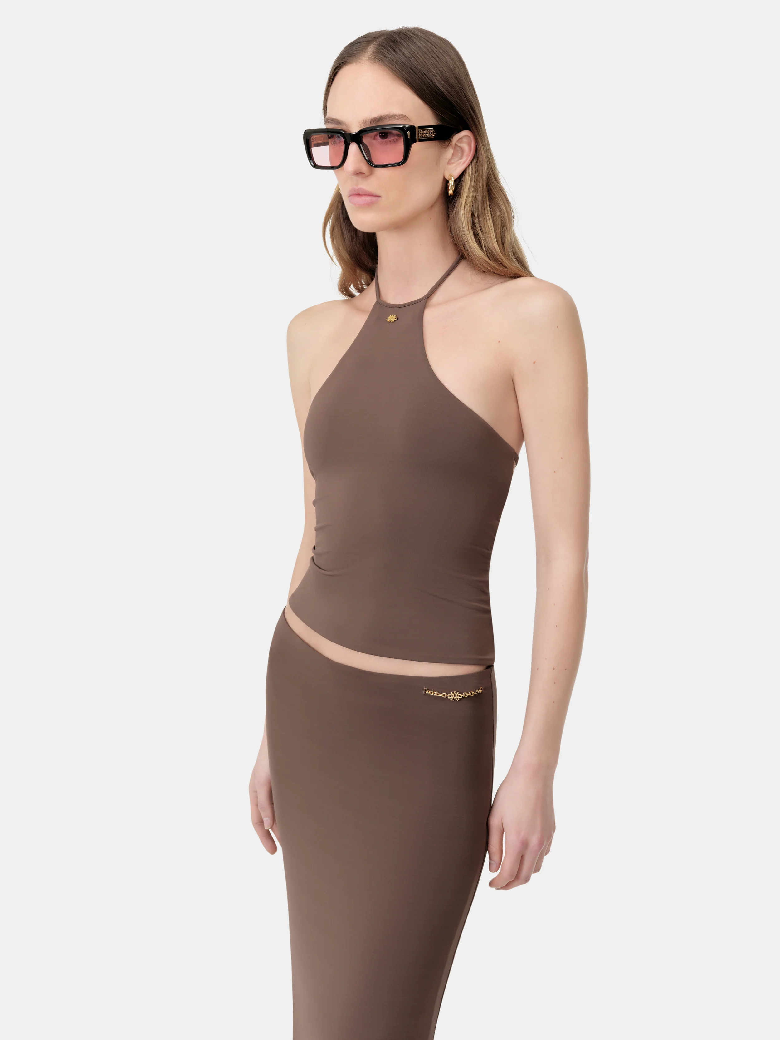 WOMEN - WOMEN'S HALTER TOP - Walnut Brown - Image 4